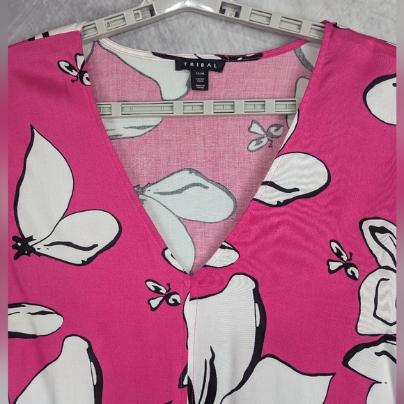 Tribal Blsize XL Butterfly Print With Knotted Waist And Short Bodice Hot Pink - Picture 5 of 10